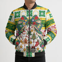 Cook Islands Tīvaevae Christmas Bow Bomber Puffer Jacket Mere Kiritimiti LT9 - Polynesian Pride