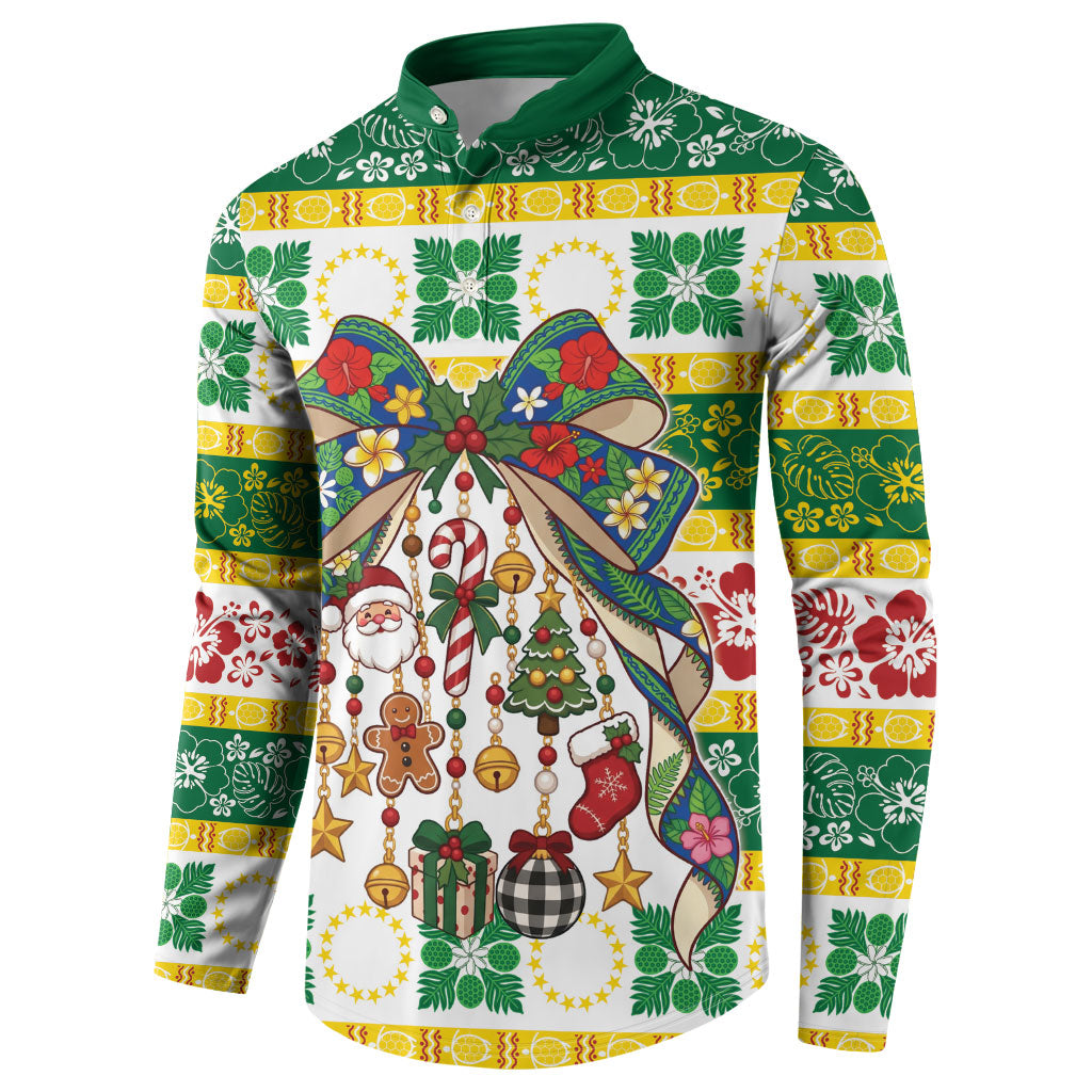 Cook Islands Tīvaevae Christmas Bow Button Sweatshirt Mere Kiritimiti LT9 - Polynesian Pride
