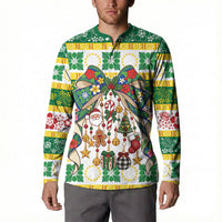 Cook Islands Tīvaevae Christmas Bow Button Sweatshirt Mere Kiritimiti LT9 - Polynesian Pride