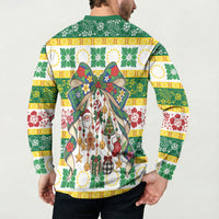 Cook Islands Tīvaevae Christmas Bow Button Sweatshirt Mere Kiritimiti LT9 - Polynesian Pride