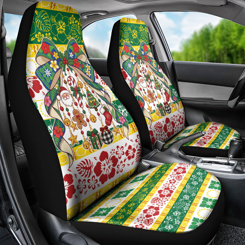 Cook Islands Tīvaevae Christmas Bow Car Seat Cover Mere Kiritimiti LT9 - Polynesian Pride