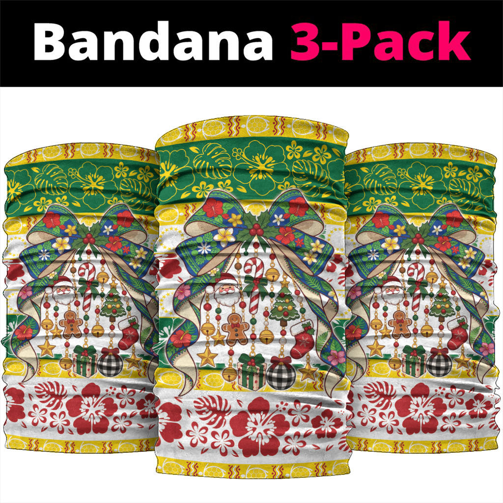 Cook Islands Tīvaevae Christmas Bow Neck Gaiter Mere Kiritimiti LT9 package One Size: 25*50cm Multicolor - Polynesian Pride