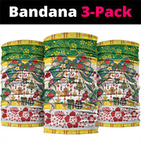 Cook Islands Tīvaevae Christmas Bow Neck Gaiter Mere Kiritimiti LT9 package One Size: 25*50cm Multicolor - Polynesian Pride