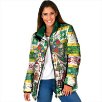 Cook Islands Tīvaevae Christmas Bow Padded Jacket Mere Kiritimiti LT9 Women Multicolor - Polynesian Pride