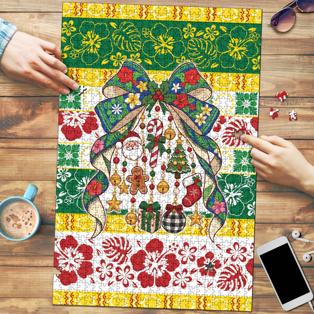 Cook Islands Tīvaevae Christmas Bow Puzzle Mere Kiritimiti LT9 Multicolor - Polynesian Pride