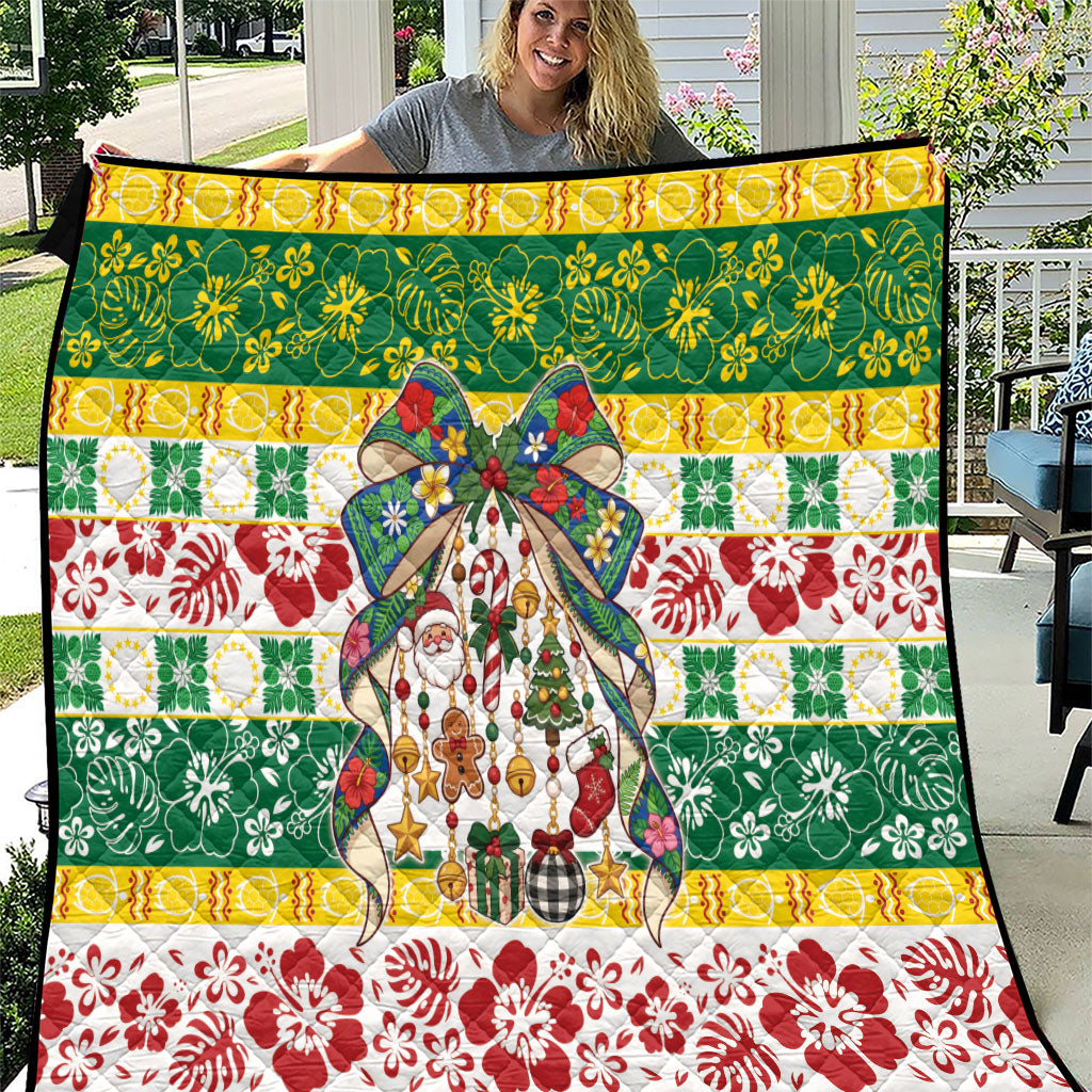 Cook Islands Tīvaevae Christmas Bow Quilt Mere Kiritimiti LT9 Multicolor - Polynesian Pride