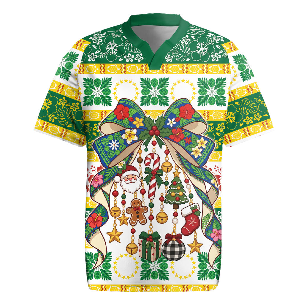 Cook Islands Tīvaevae Christmas Bow Rugby Jersey Mere Kiritimiti LT9 Multicolor - Polynesian Pride