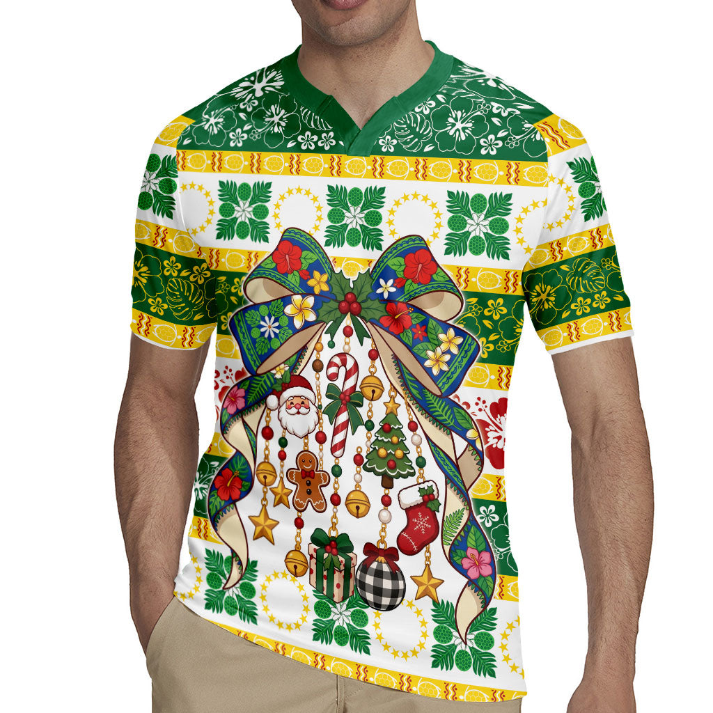 Cook Islands Tīvaevae Christmas Bow Rugby Jersey Mere Kiritimiti LT9 - Polynesian Pride