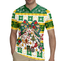 Cook Islands Tīvaevae Christmas Bow Rugby Jersey Mere Kiritimiti LT9 - Polynesian Pride