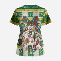 Cook Islands Tīvaevae Christmas Bow Scrub Top Mere Kiritimiti LT9 - Polynesian Pride
