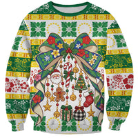 Cook Islands Tīvaevae Christmas Bow Sweatshirt Mere Kiritimiti LT9 Unisex Multicolor - Polynesian Pride