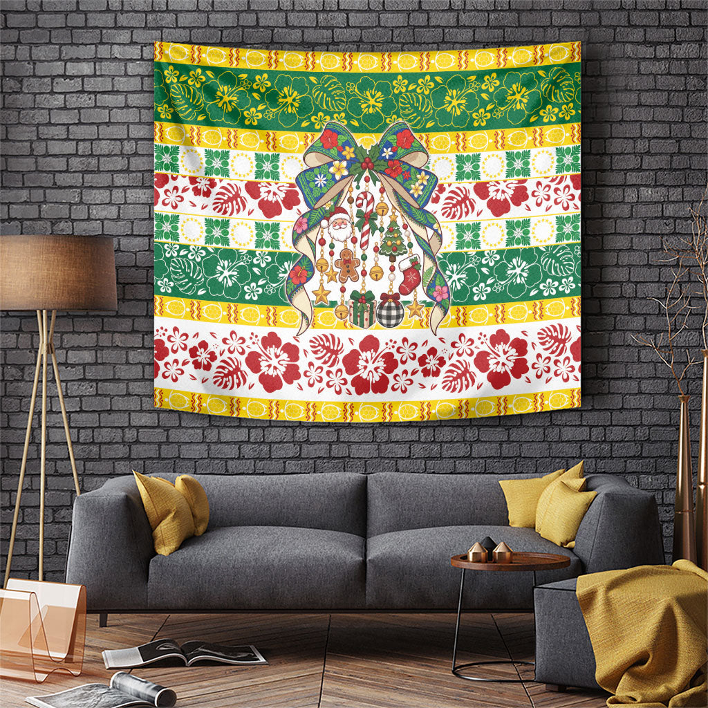 Cook Islands Tīvaevae Christmas Bow Tapestry Mere Kiritimiti LT9 Multicolor - Polynesian Pride