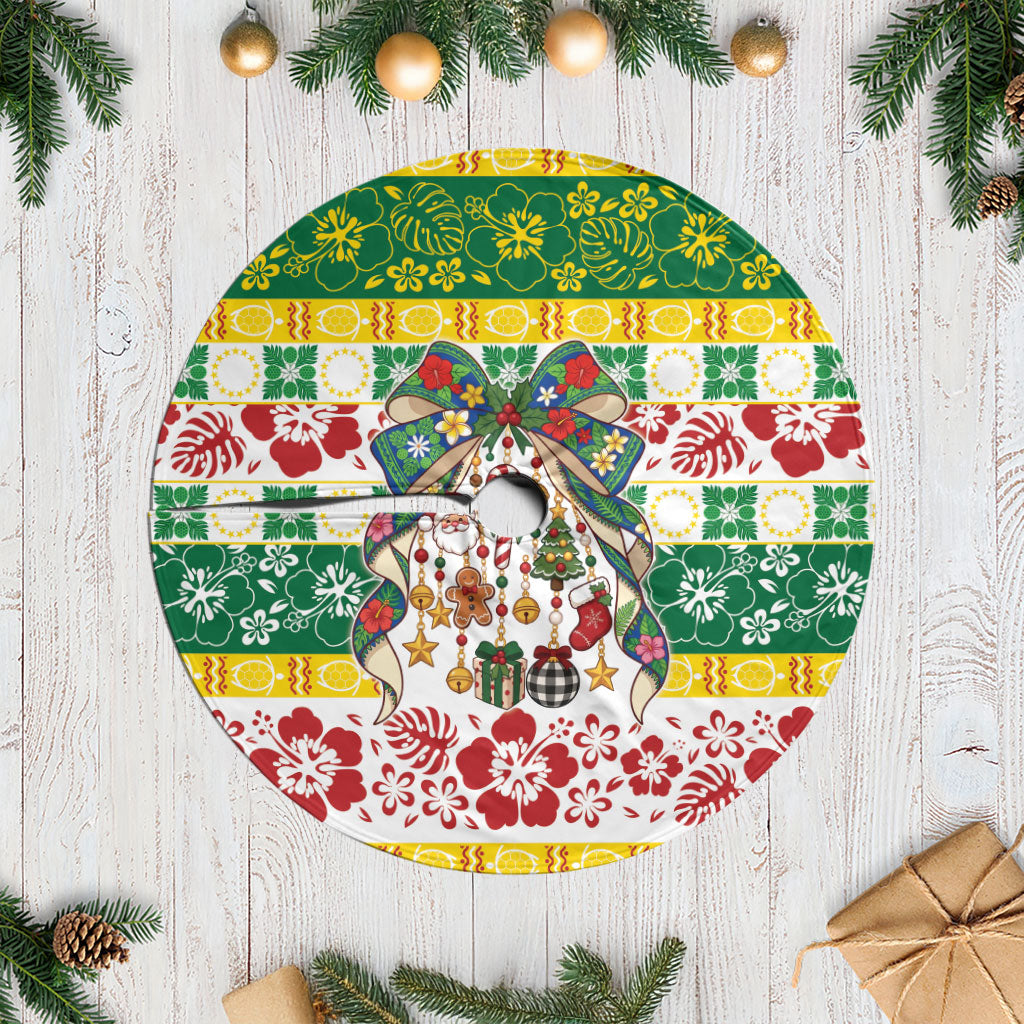 Cook Islands Tīvaevae Christmas Bow Tree Skirt Mere Kiritimiti LT9 Casual Multicolor - Polynesian Pride