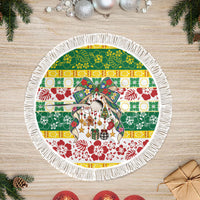 Cook Islands Tīvaevae Christmas Bow Tree Skirt Mere Kiritimiti LT9 Fringed Multicolor - Polynesian Pride