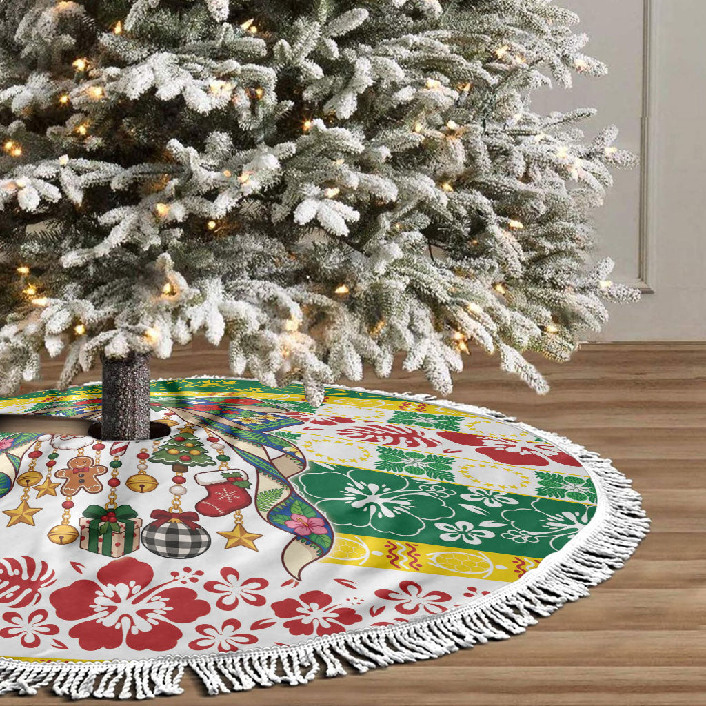 Cook Islands Tīvaevae Christmas Bow Tree Skirt Mere Kiritimiti LT9 - Polynesian Pride