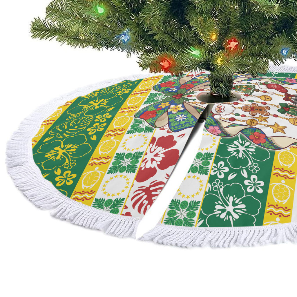 Cook Islands Tīvaevae Christmas Bow Tree Skirt Mere Kiritimiti LT9 - Polynesian Pride