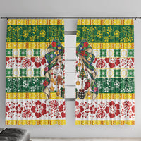 Cook Islands Tīvaevae Christmas Bow Window Curtain Mere Kiritimiti LT9 With Hooks Multicolor - Polynesian Pride