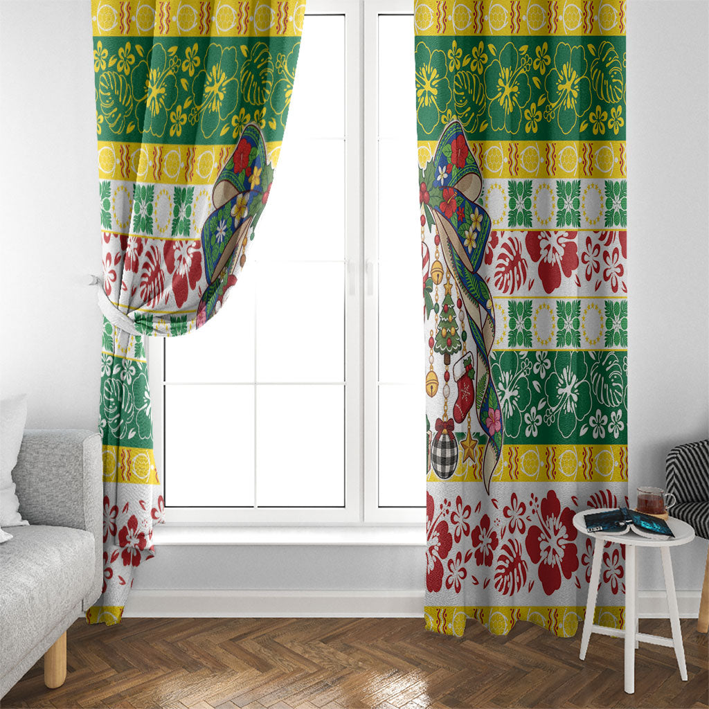 Cook Islands Tīvaevae Christmas Bow Window Curtain Mere Kiritimiti LT9 - Polynesian Pride