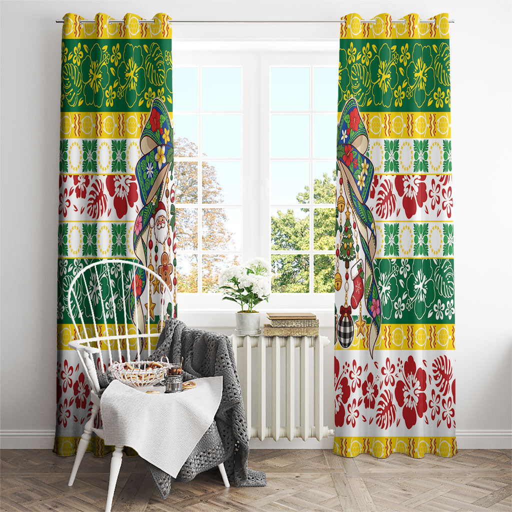 Cook Islands Tīvaevae Christmas Bow Window Curtain Mere Kiritimiti LT9 - Polynesian Pride