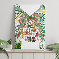 Cook Islands Tīvaevae Christmas Bow Canvas Wall Art Gold Green Kuki Tribal Pattern LT9 - Polynesian Pride