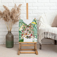 Cook Islands Tīvaevae Christmas Bow Canvas Wall Art Gold Green Kuki Tribal Pattern LT9 - Polynesian Pride