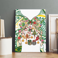 Cook Islands Tīvaevae Christmas Bow Canvas Wall Art Gold Green Kuki Tribal Pattern LT9 - Polynesian Pride