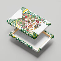 Cook Islands Tīvaevae Christmas Bow Canvas Wall Art Gold Green Kuki Tribal Pattern LT9 - Polynesian Pride