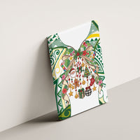 Cook Islands Tīvaevae Christmas Bow Canvas Wall Art Gold Green Kuki Tribal Pattern LT9 - Polynesian Pride