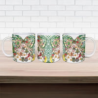 Cook Islands Tīvaevae Christmas Bow Ceramic Mug Gold Green Kuki Tribal Pattern LT9 - Polynesian Pride