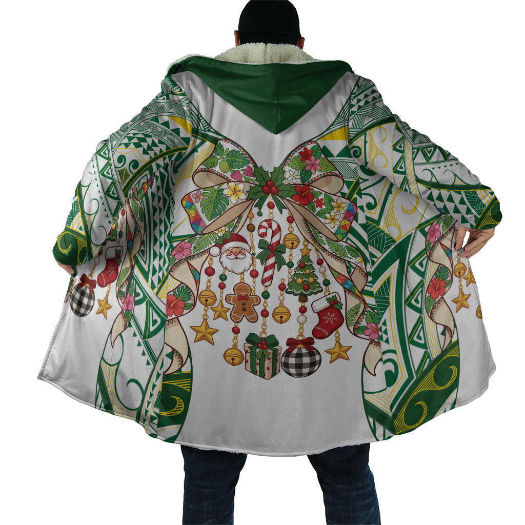 Cook Islands Tīvaevae Christmas Bow Cloak Gold Green Kuki Tribal Pattern LT9 - Polynesian Pride