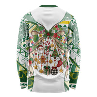 Cook Islands Tīvaevae Christmas Bow Long Sleeve Shirt Gold Green Kuki Tribal Pattern LT9 - Polynesian Pride