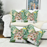 Cook Islands Tīvaevae Christmas Bow Pillow Cover Gold Green Kuki Tribal Pattern LT9 - Polynesian Pride