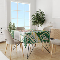 Cook Islands Tīvaevae Christmas Bow Tablecloth Gold Green Kuki Tribal Pattern LT9 - Polynesian Pride