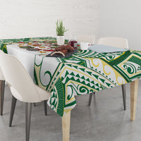 Cook Islands Tīvaevae Christmas Bow Tablecloth Gold Green Kuki Tribal Pattern LT9 - Polynesian Pride