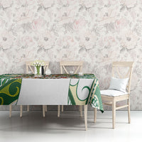Cook Islands Tīvaevae Christmas Bow Tablecloth Gold Green Kuki Tribal Pattern LT9 - Polynesian Pride