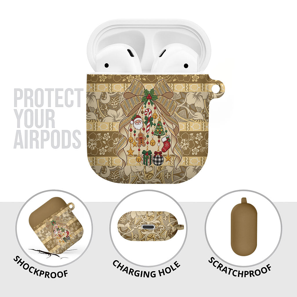 Hawai'i Kapa Christmas Bow AirPods Case Mele Kalikimaka LT9 - Polynesian Pride