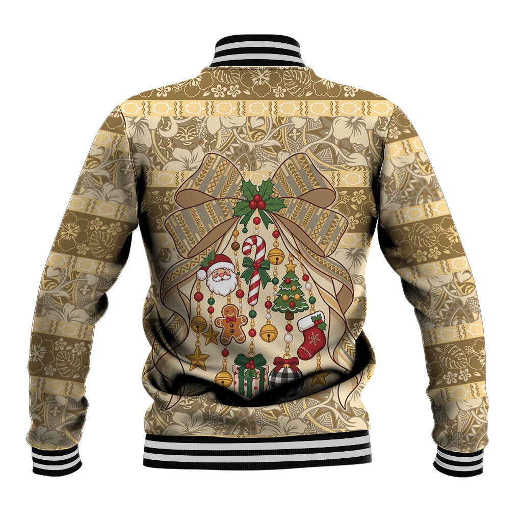 Hawai'i Kapa Christmas Bow Baseball Jacket Mele Kalikimaka LT9 - Polynesian Pride