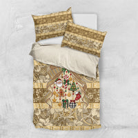 Hawai'i Kapa Christmas Bow Bedding Set Mele Kalikimaka LT9 US Twin 172cm x 218cm Beige - Polynesian Pride