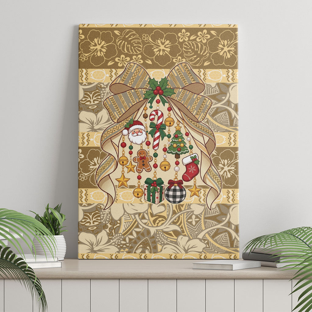 Hawai'i Kapa Christmas Bow Canvas Wall Art Mele Kalikimaka LT9 - Polynesian Pride
