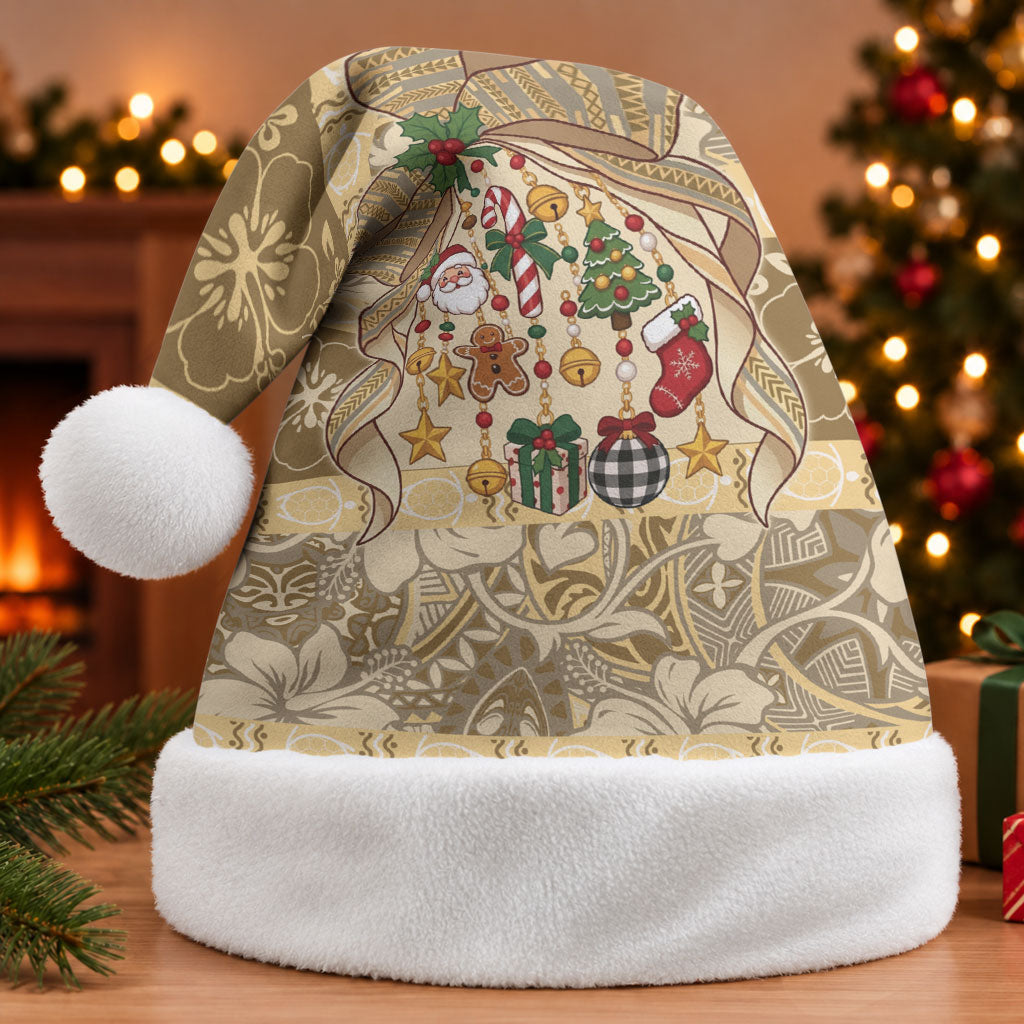Hawai'i Kapa Christmas Bow Christmas Santa Hat Mele Kalikimaka