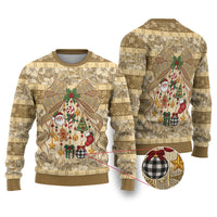 Hawai'i Kapa Christmas Bow Ugly Christmas Sweater Mele Kalikimaka LT9 Beige - Polynesian Pride