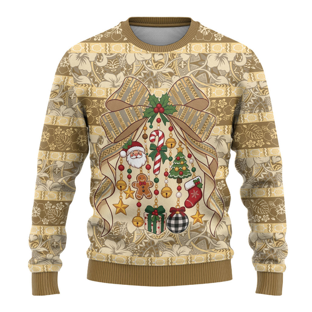 Hawai'i Kapa Christmas Bow Ugly Christmas Sweater Mele Kalikimaka LT9 - Polynesian Pride