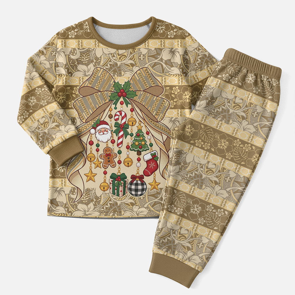 Hawai'i Kapa Christmas Bow Christmas Pajama Set Mele Kalikimaka