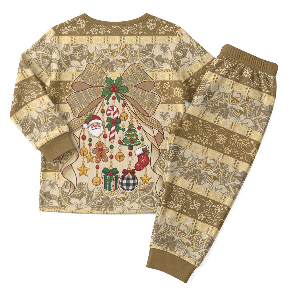 Hawai'i Kapa Christmas Bow Christmas Pajama Set Mele Kalikimaka