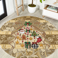 Hawai'i Kapa Christmas Bow Round Carpet Mele Kalikimaka LT9 Beige - Polynesian Pride