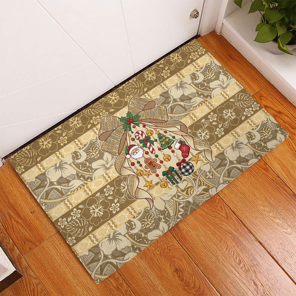 Hawai'i Kapa Christmas Bow Rubber Doormat Mele Kalikimaka LT9 - Polynesian Pride