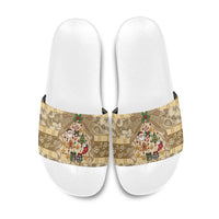 Hawai'i Kapa Christmas Bow Slide Sandals Mele Kalikimaka LT9 Beige - Polynesian Pride