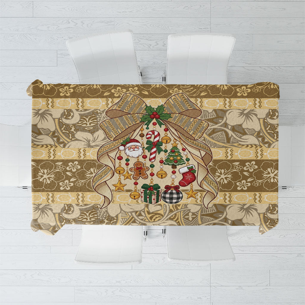 Hawai'i Kapa Christmas Bow Tablecloth Mele Kalikimaka LT9 Beige - Polynesian Pride