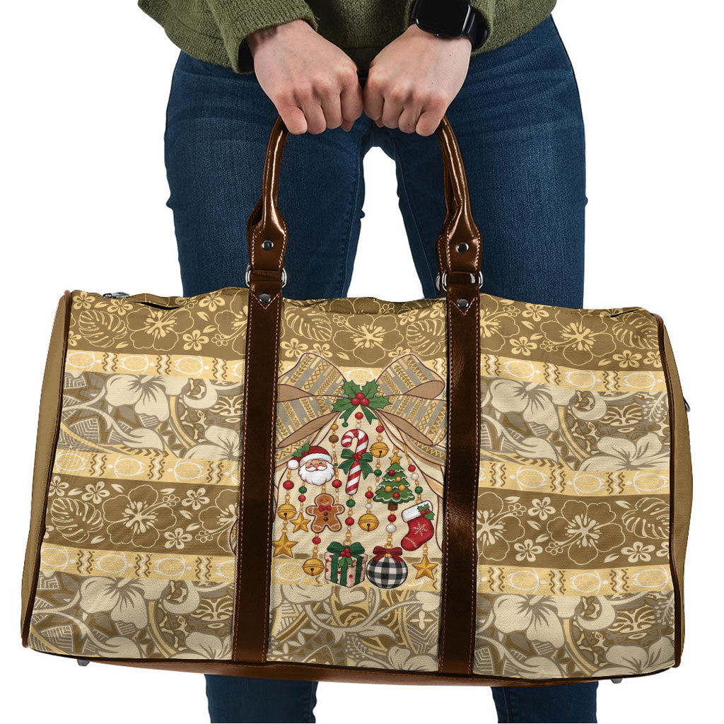 Hawai'i Kapa Christmas Bow Travel Bag Mele Kalikimaka LT9 Beige - Polynesian Pride