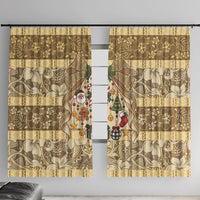 Hawai'i Kapa Christmas Bow Window Curtain Mele Kalikimaka LT9 With Hooks Beige - Polynesian Pride